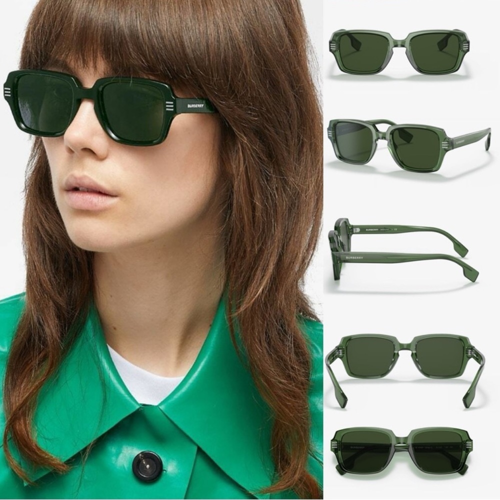 NIB Burberry Eldon Green 0BE4349 Sunglasses with Brown Case and  Accessories